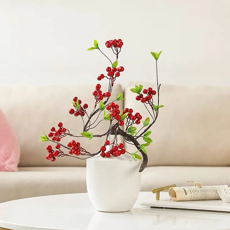 

Artificial Plants, 100cm Holly Fruit Berries, Home Living Room Vase Flower Arrangement Decoration, Wedding Props, Fake Flowers
