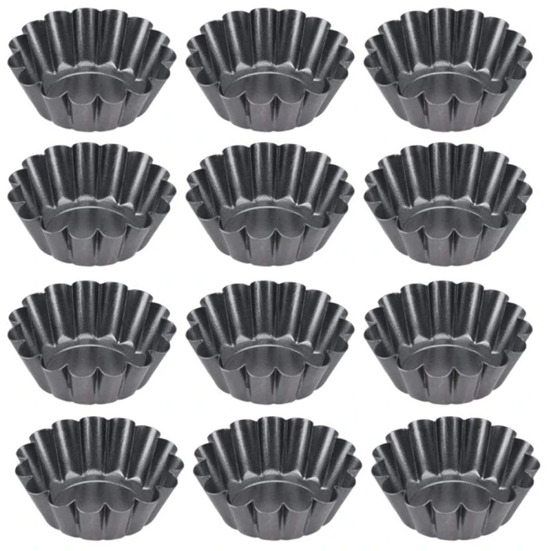 

12 шт./компл., антипригарная форма для торта, форма для пиццы, маффинов, яиц, с гофрированными краями, формы для выпечки пирога, жестяные банки ...