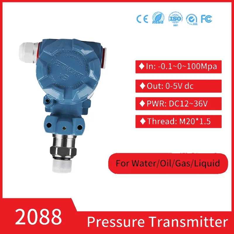 

0-10 bar Absolute 0-5v 0-10v Static Pressure Sensor Pneumatic Pressure Transducer Hydraulic Oil Pressure Transmitter
