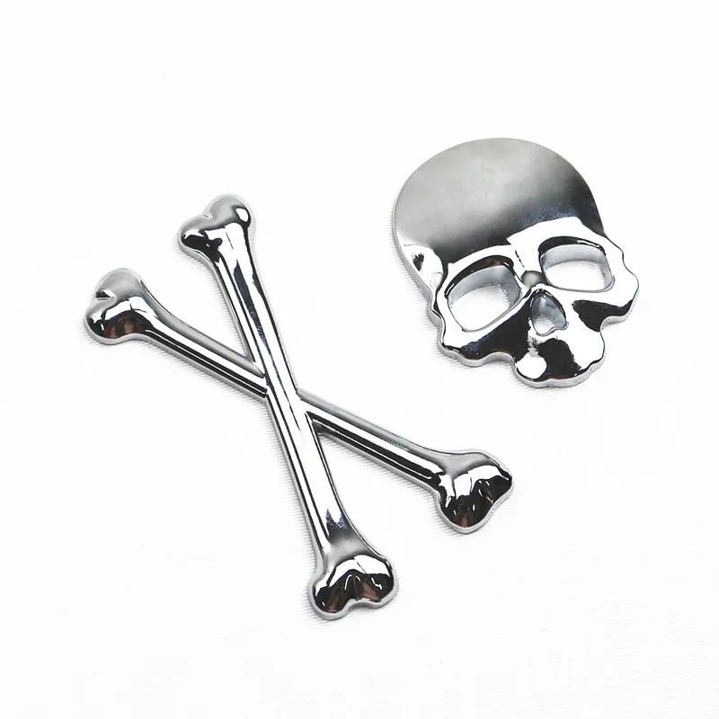 

Chrome 3D Crossbones Skull Logo Emblem Badge Decal Tank Sticker Motorcycle Car