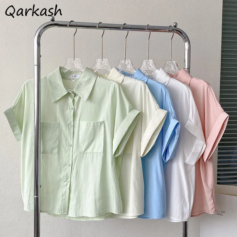 

5 Colors Basic Shirts for Women Aesthetic New Arrival Harajuku All-match Preppy College Summer Solid Clothes Fashion Korean Chic