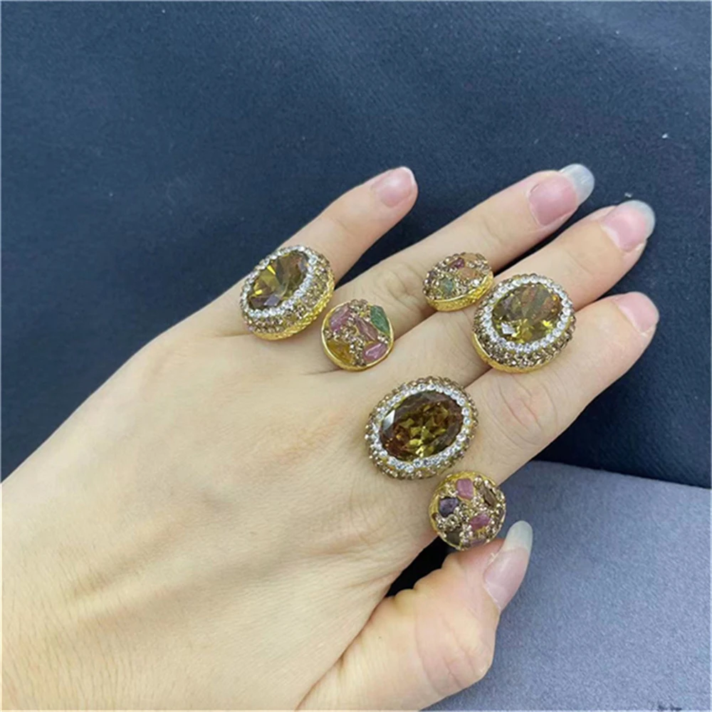 Женское кольцо с круглым зултанитом Ювелирное Украшение на указательный палец