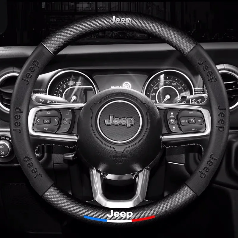

38cm Elastic Car Steering Whee For JEEP Grand Cherokee Commander Renegade Wrangler Compass TJ JK JL Auto Interior Accessories