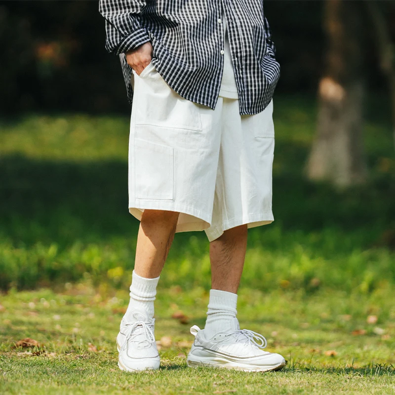 

Summer White Multi-Pockets Cargo Shorts Men New Baggy Sports Jogger Shorts Male Japanese Cityboy Loose Casual Shorts Black/Khaki