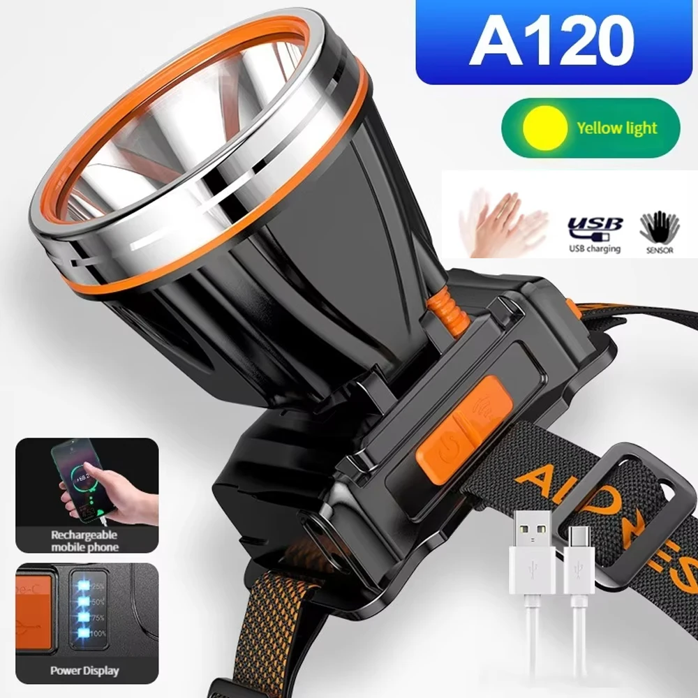 

Мощный перезаряжаемый налобный фонарь HE00320 для рыбалки