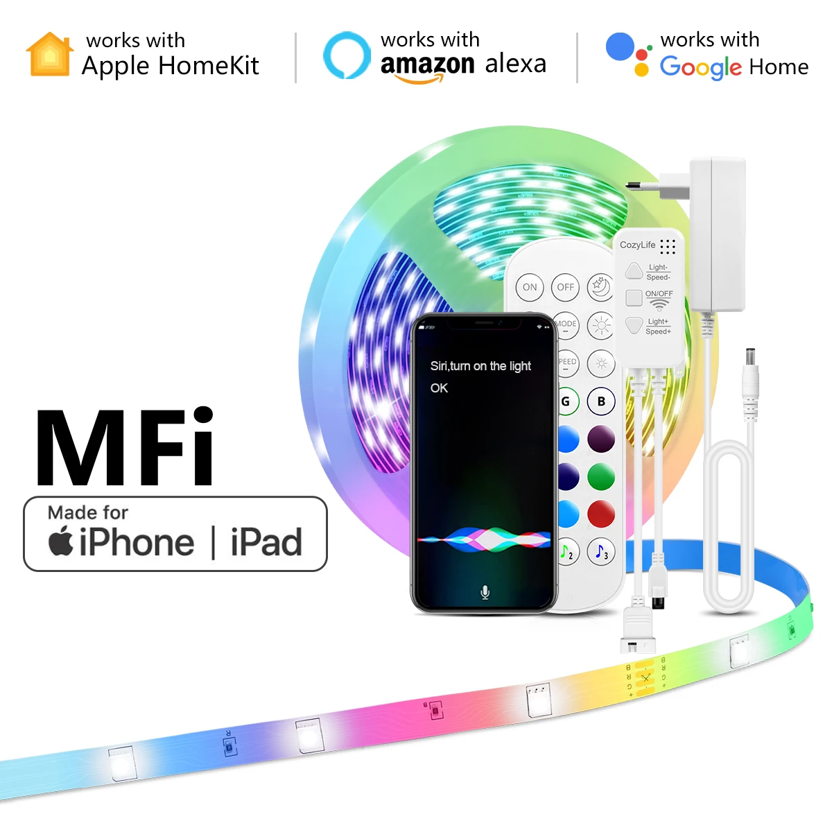 Светодиодная RGB лента Apple Homekit светильник ПА с голосовым управлением Wi-Fi таймером