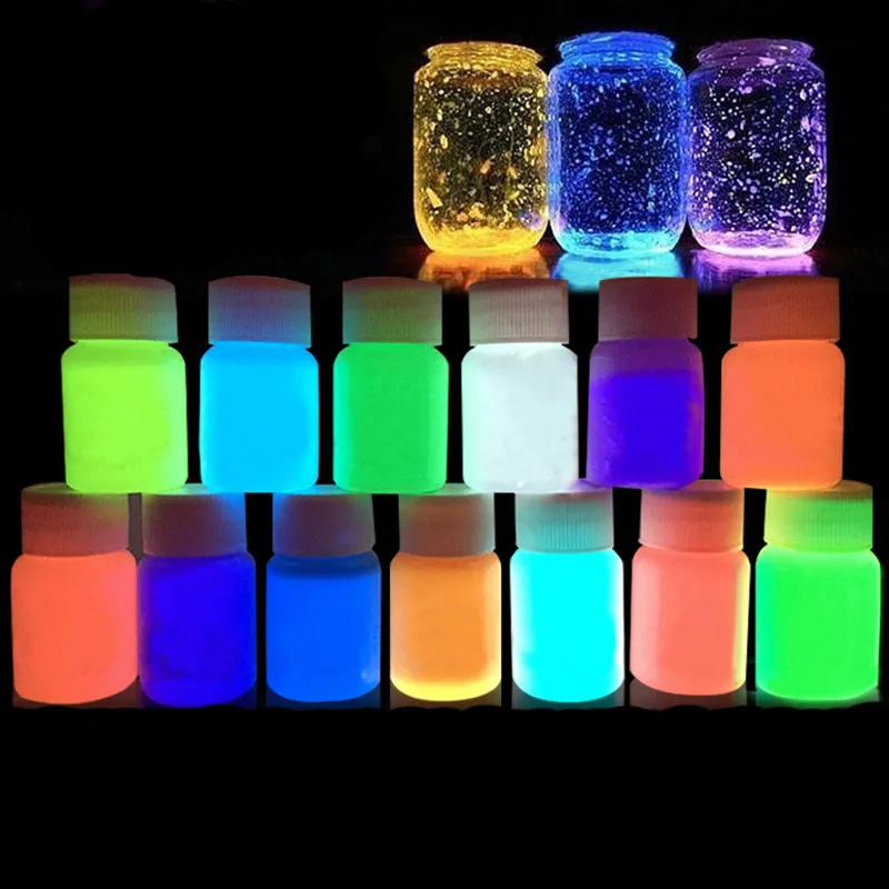 

12 Colors 10 Grams Eco-friendly Without Radiation Neon Phosphor Powder Dust Luminous Pigment Fluorescent Powder Glow In The Dark