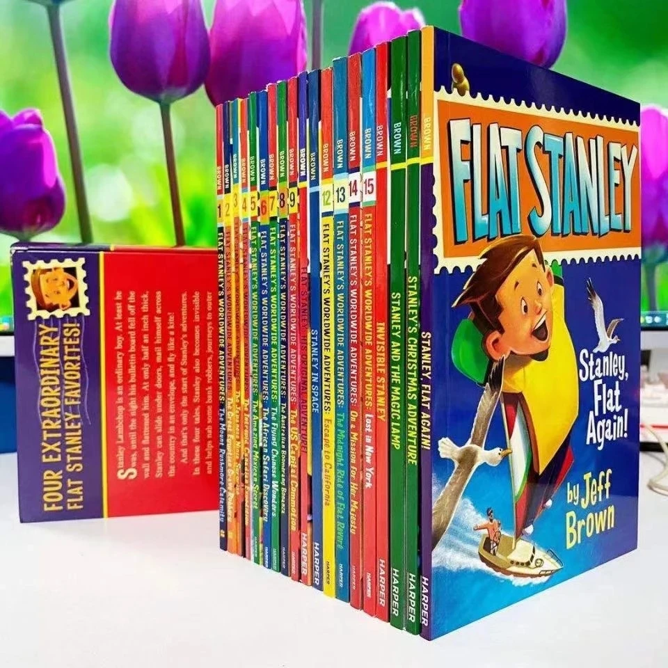 

HCKG 19 Books The Flat Stanley Collection Global Adventure Children's Picture English Reading Book Comic Novel Fiction Kids Gift