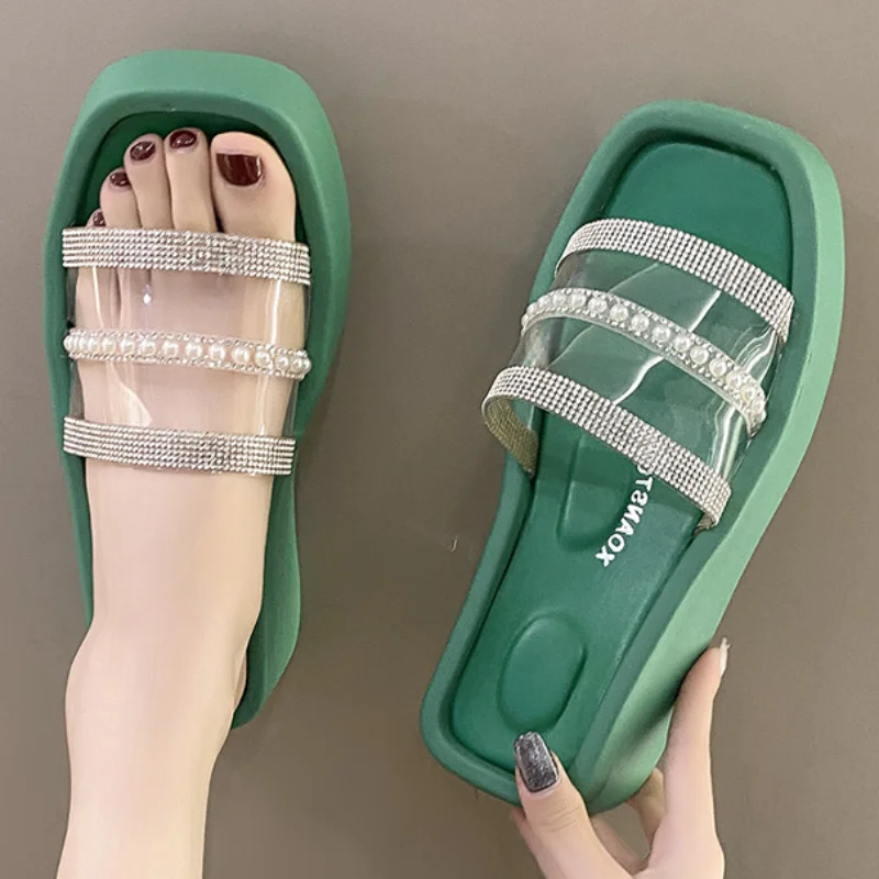 

2023 Fashion Women's Slippers Slingbacks Open Toed Women's Slippers Summer New Crystal Classics Platform Slippers for Women