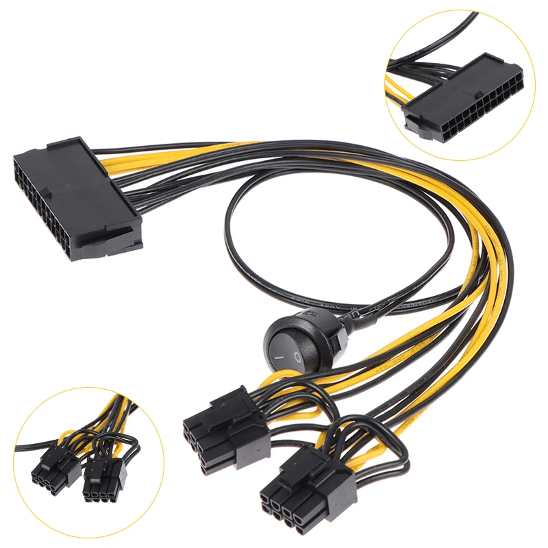 

PCI Express 24 Pin To Dual 8 Pin PCIE Power Cable Graphic Video Card GPU Adapter Graphics Card Power Supply Splitter Cable 30cm