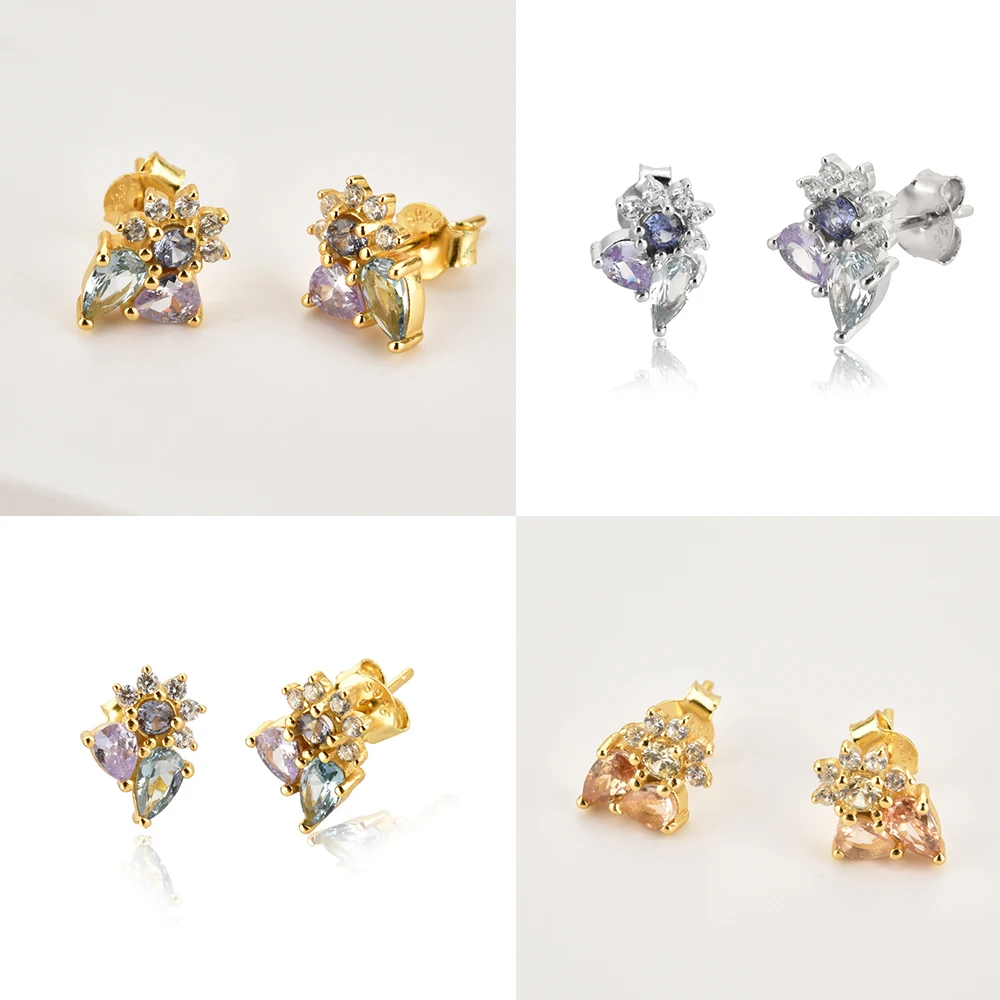 

S925 Silver Fashion Zircon Combination Exquisite and Elegant Ladies Fashion Jewelry Trend Ins The Same Stud Earrings Gift