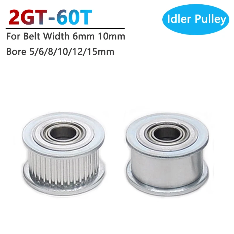 

1pc GT2 2GT 60 Teeth Synchronous Timing Idler Pulley Bore 5 6 8 10 12 15mm with Bearing for 6mm 10mm Belt 3D Printer Parts