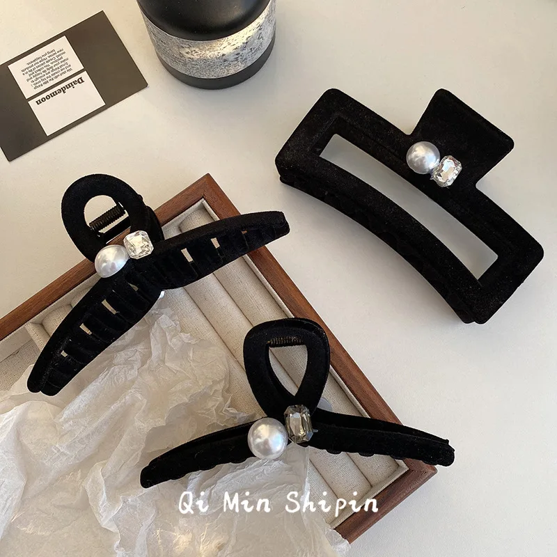 Большой черный жемчуг восьмисимвольный захват зажим для женщин высокая