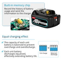 Makita 18V 6.0 8.0Ah akumulator bateria do narzędzi Makita elektronarzędzia z LED wymiana litowo-jonowa LXT BL1860 1850 V 6000mAh 5