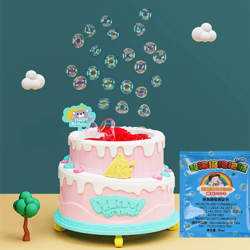 

New Girl Dream Pendant Play Electric Cake Bubble Machine Toy Children's Festival Automatic Big Bubble Birthday Gift With Lights