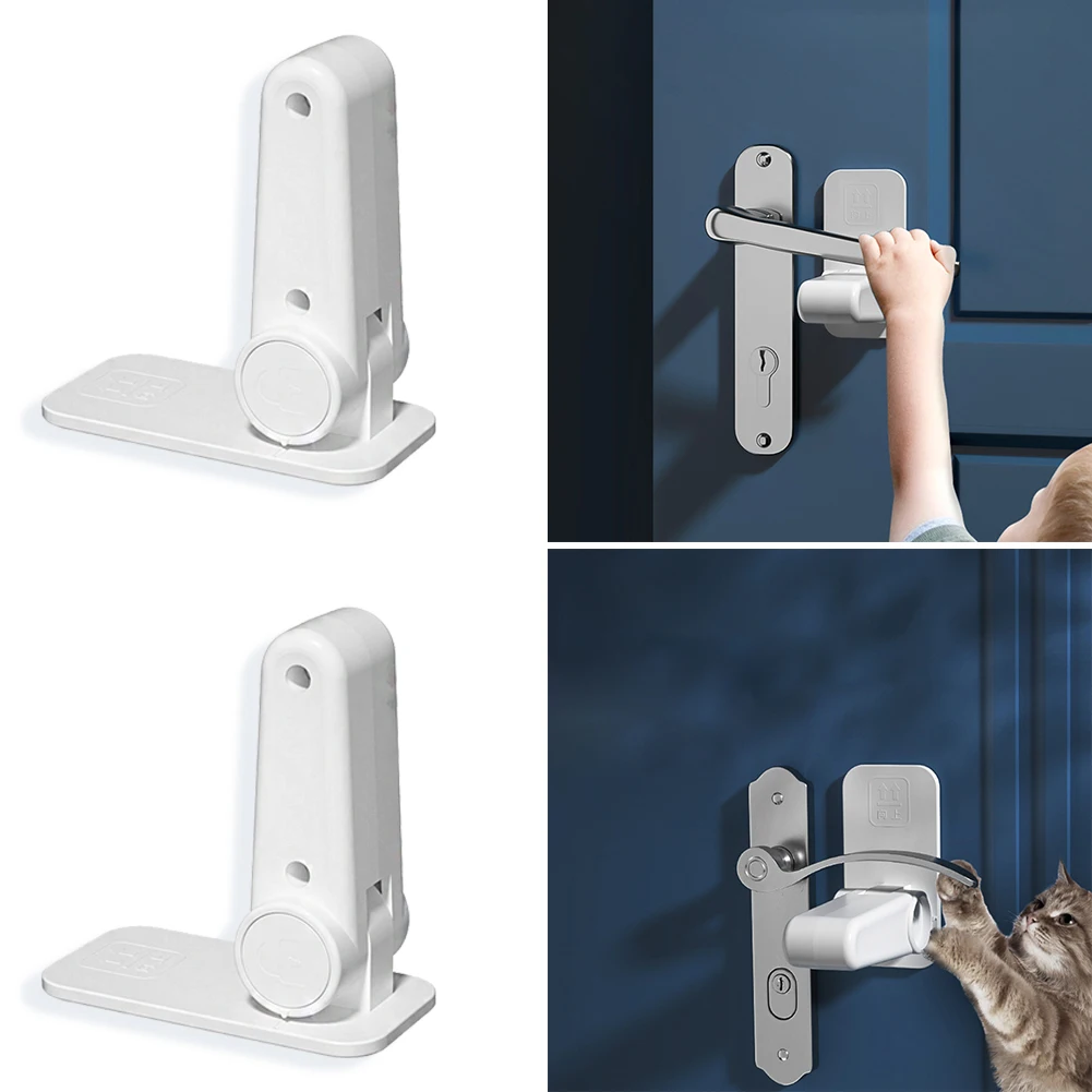 

Child Safety Door Handle Locks Protect Baby Door Handle Locks Pet Room Door Handle Locks Easy to Install and Use ABS Adhesive