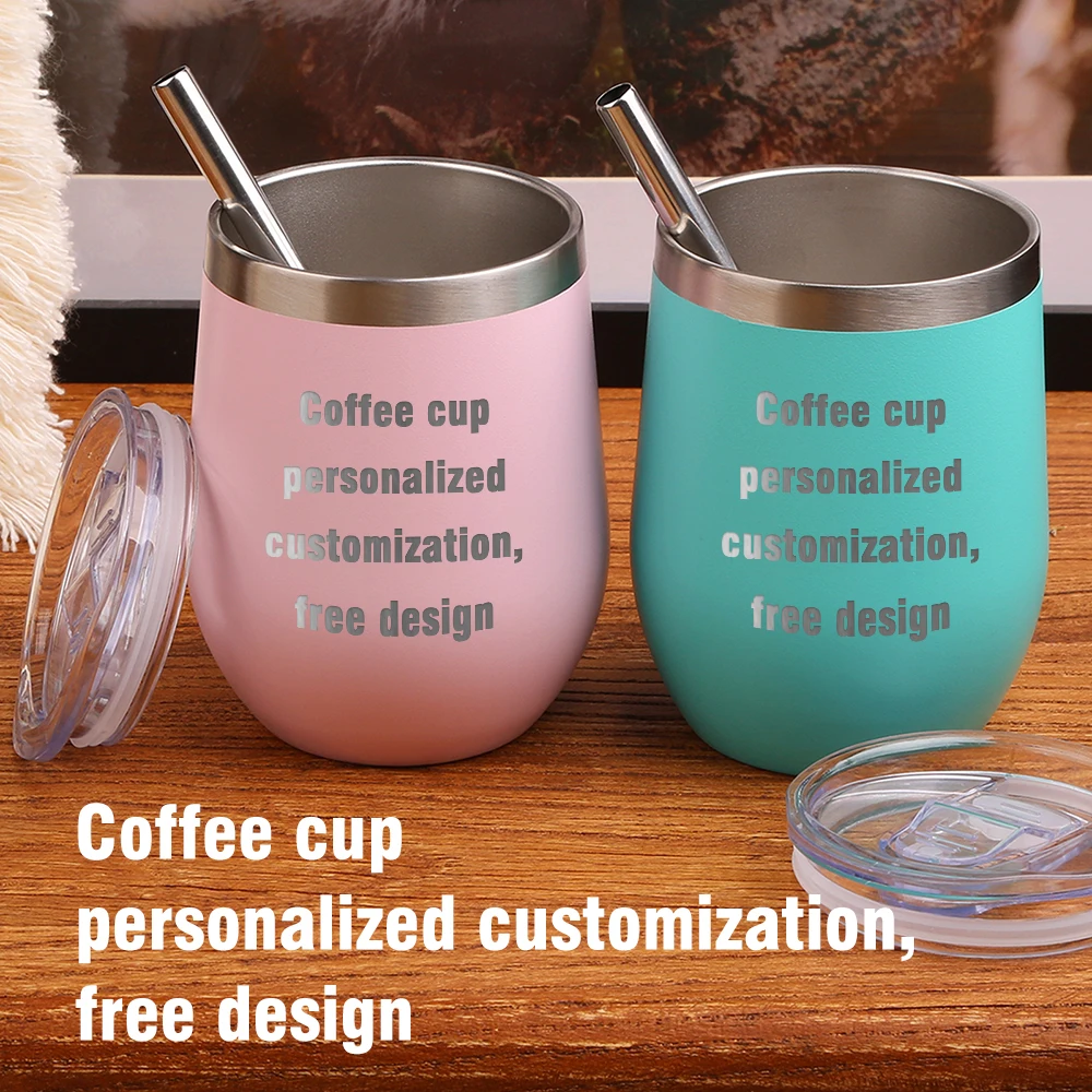 

Stainless Thermos cup With Lid And Straw interesting cup Text customization printing For Companion Gifts Water Bottles 12OZ