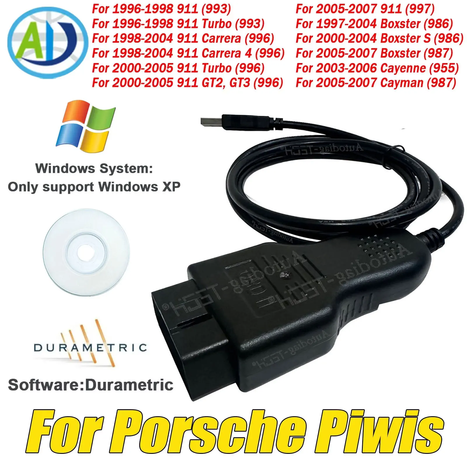 Фото Для Porsche Piwis, совместимый с Windows XP, промышленное программное обеспечение, кабель сканера OBDII, автомобильный кабель ECU OBD2, диагностический инструмент №1