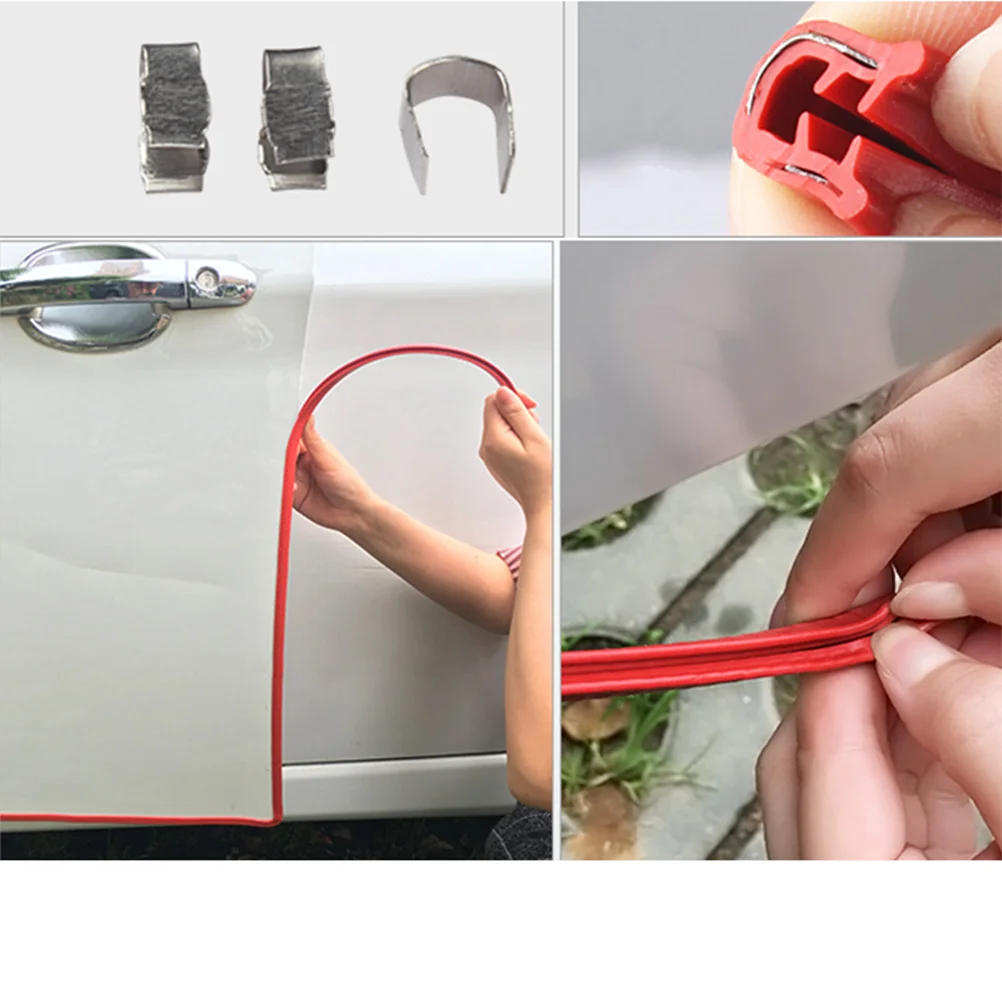 

1PC Car Door Crash Bar 5M Universal Car Door Scratch Protector Sealing Guard Strip Automobile Door Stickers Red
