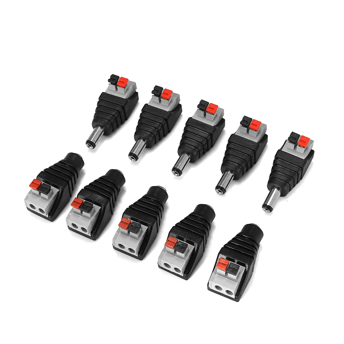 

1/100 PCS 2.1x5.5mm Female DC Power Connectors Male Jack Plug Adapter For 5050 RGBW WS2812 LED Strip Power Adapter CCTV Camera