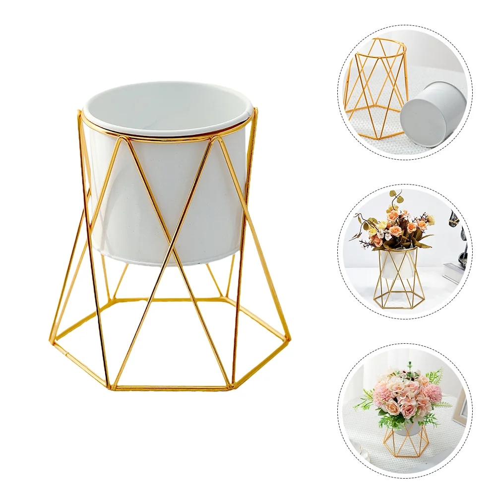 

Desk Vase Office Desk Decoration Artificial Flowers Metal Storage Holder Iron Small Vases Home Office
