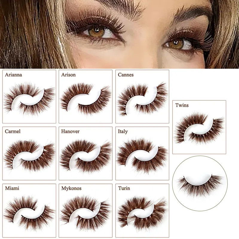

1 Pair Mink Hair Thick Wispies Khaki False Lash Lash Extension 3D Brown Eyelashes Long Natural Fluffy Beauty Fake Eyelashes