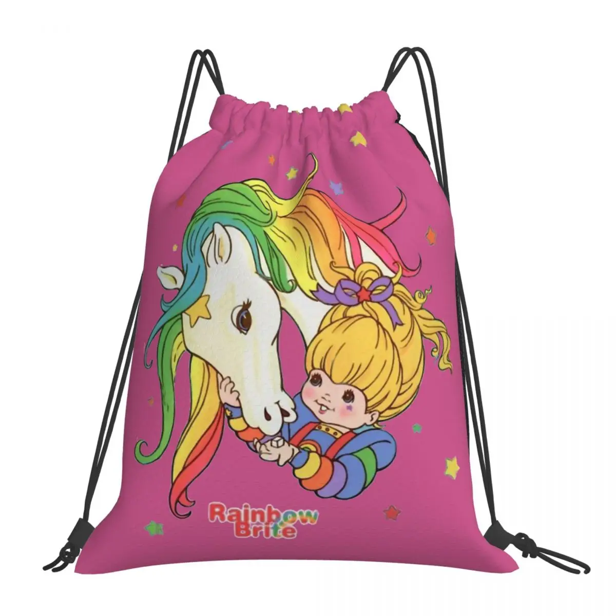 

Horse Rainbow Brite Drawstring Bags Shopping Unisex Waterproof Storage Organize Bundle Pocket Rope Bag
