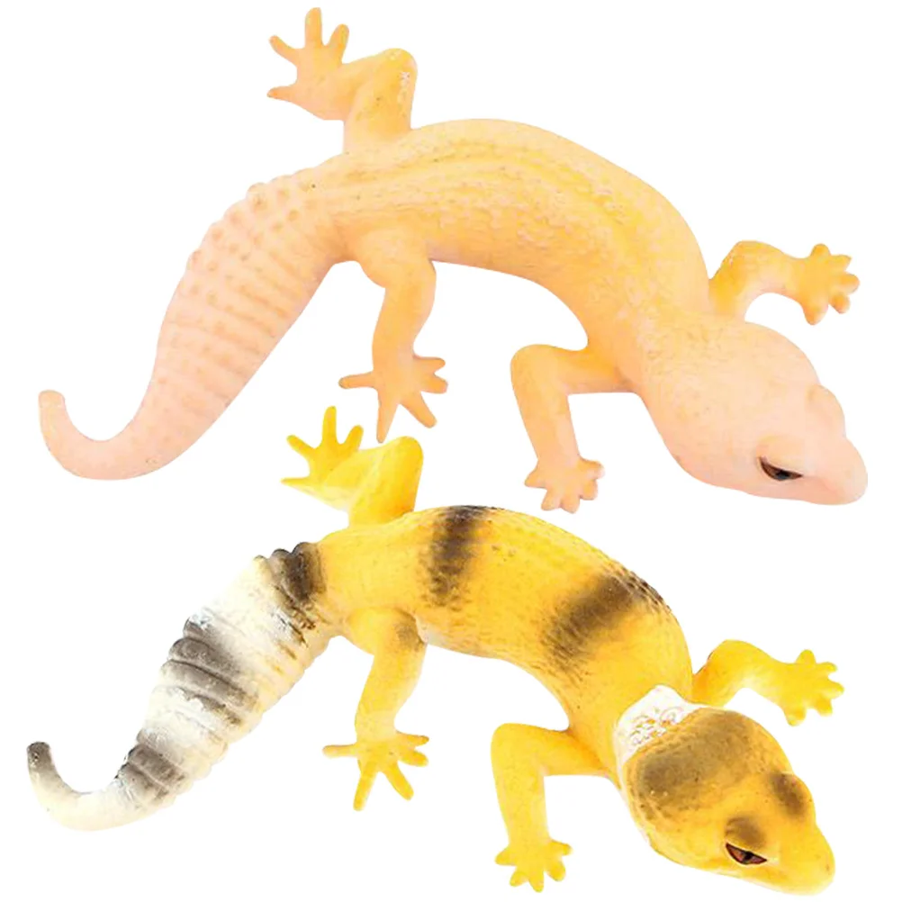 

2 Pcs Simulation Gecko Lizard Sculpture Realistic Figures Reptile Desktop Lifelike Statue Pvc Fake Animal Toy Toddler Prank