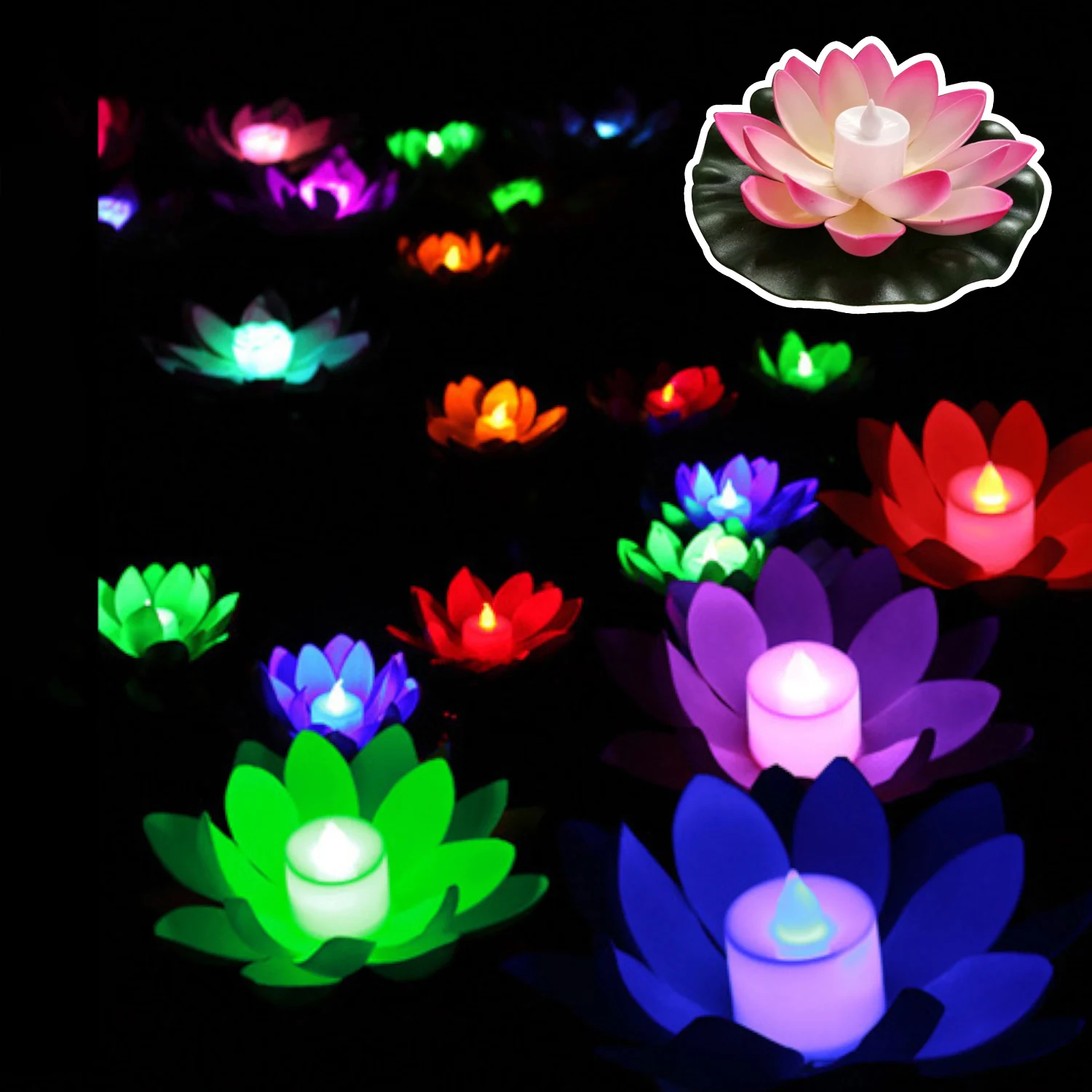 

Romanti Valentine's Day Gift Lotus Wishing Lamp Votive Candle Floating Birthday Candle LED Lamp Water Lantern Wedding Decoration