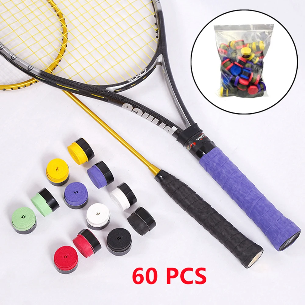 

60 Pcs Tennis Badminton Fishing Golf Racket Anti Slip Over Grip Tape Sweat Tape Absorb Sweat Sport Racket Grip Tape Accessories
