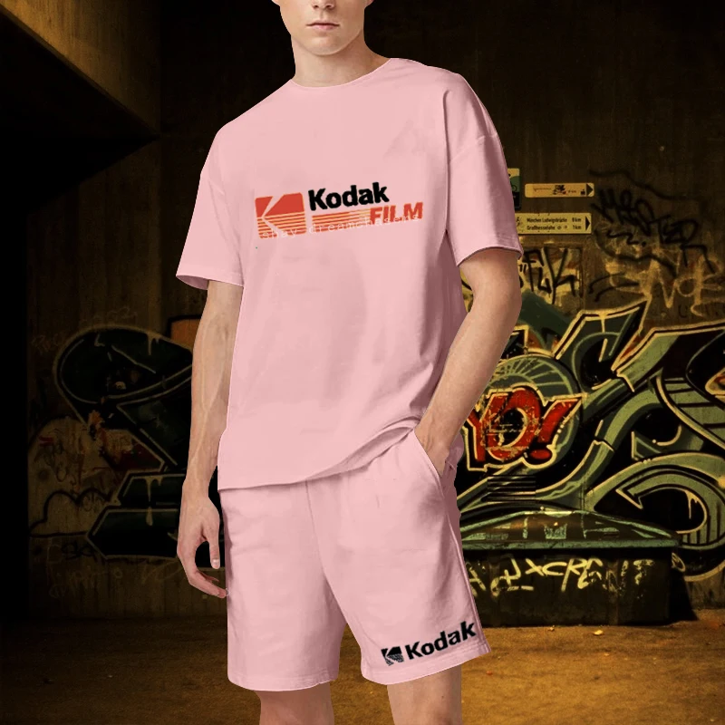 Kodak Korea Men Sets T Shirt Shorts Oversized Fashion Luxury Women Men 2 Piece Set Short Suit High Quality Summer Outfits 2023