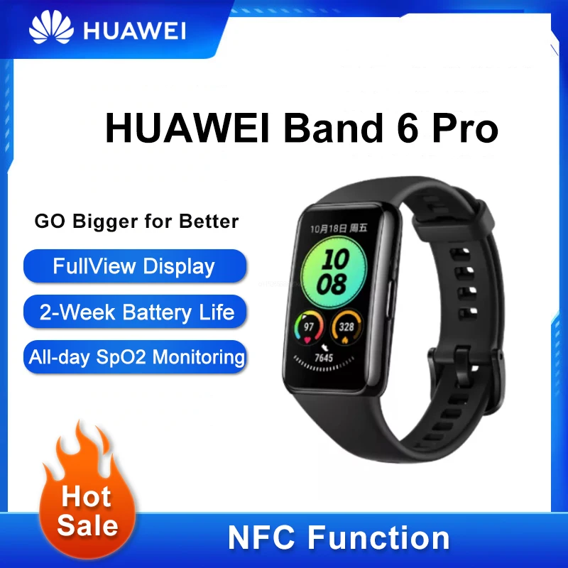 

Смарт-браслет Huawei Band 6 Pro, водонепроницаемый, с сенсорным экраном