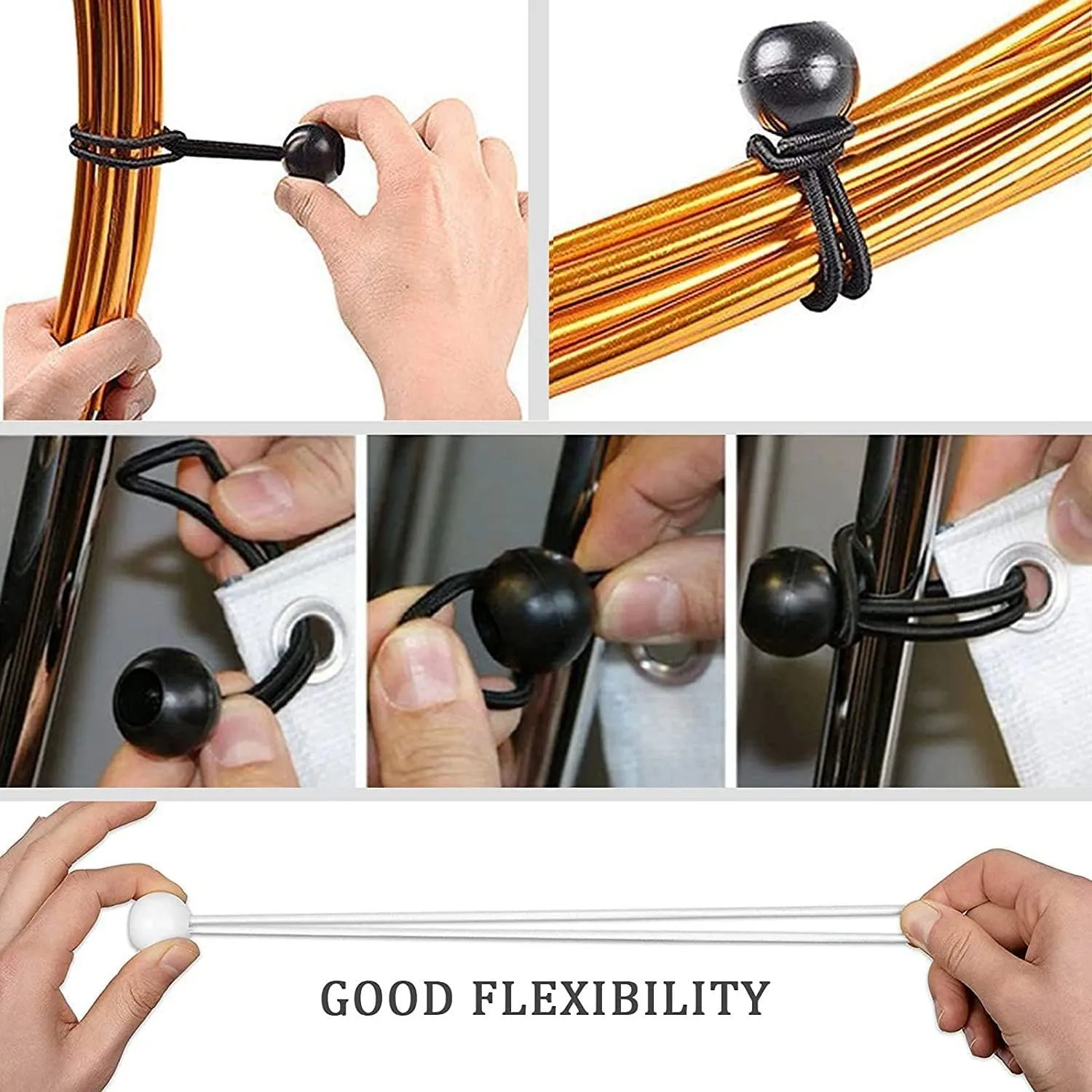 50 шт. банджи-шнур с шариками галстуки на резинке Bungee переключает Галстуки для