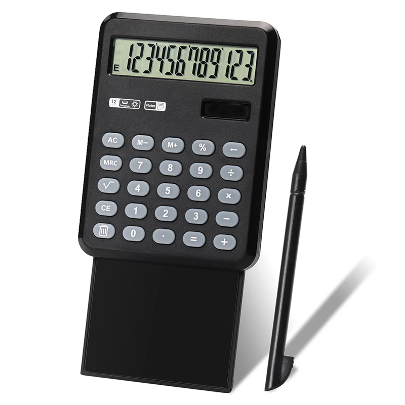 Handwriting Portable Basic Calculator With Writing Pad, 12 Digits Desktop Pocket Calculator For Office Home School Black