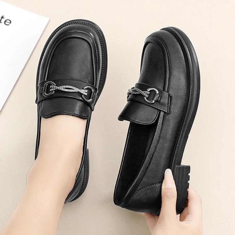 Fashion Women Flats Shoes Loafers Platform Women Shoes Split Leather Casual Summer Ballerina Women Shallow Mouth Shoes Moccasins