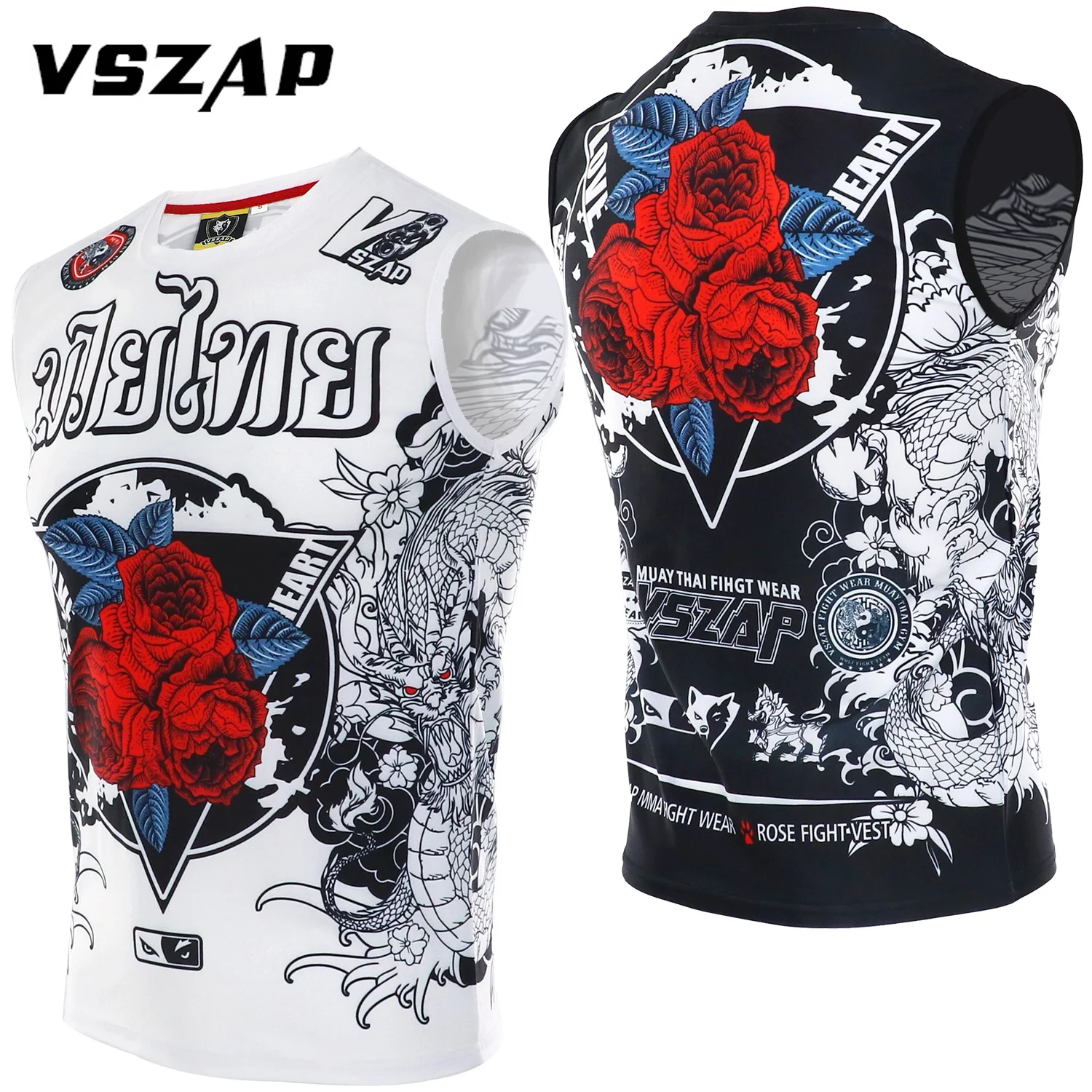 VSZAP Rose MMA Спортивная футболка для бокса Муай Тай драки фитнеса эластичная блузка