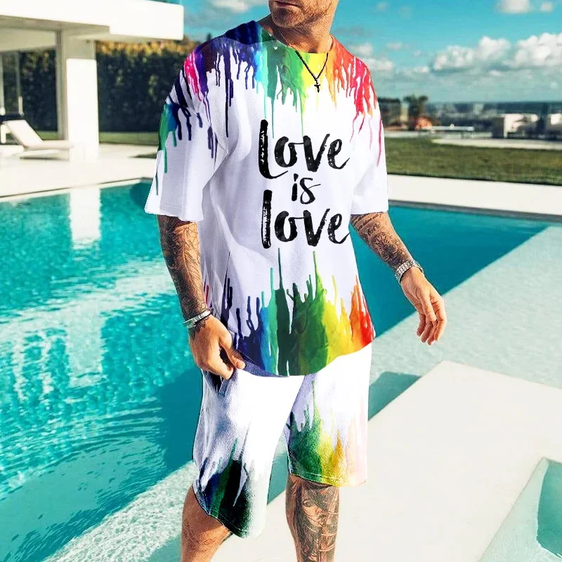 

2023Men's T-shirt Sportswear Suit Luxury Fashion Casual Summer Large Size Clothing Beach Short Sleeve Street Wear 2 Sets