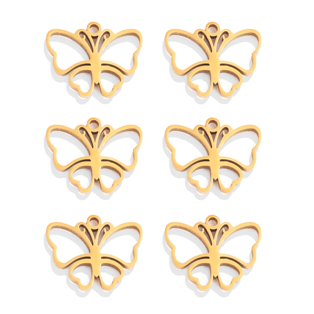 5pcs Stainless Steel Mini Butterfly Charms Girl DIY Necklace Earrings for Making Earrings Necklace Bracelet Jewelry Accessories
