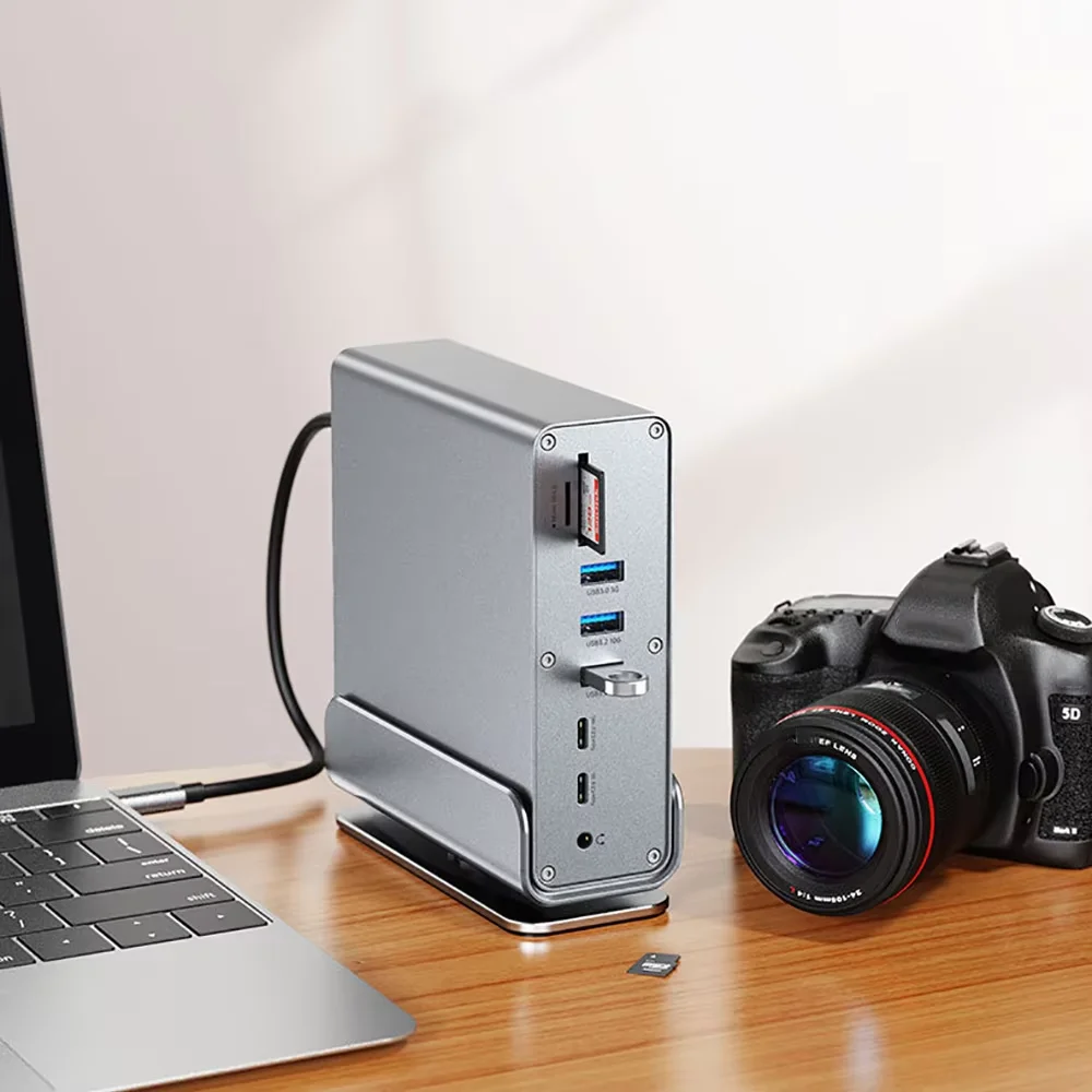 Многофункциональная док-станция KEBIDUMEI 15-в-1 с USB-C, HDMIDP 4K@60Hz, зарядкой PD 100W, USB 3.0, Ethernet RJ45, SDTF и аудиоадаптером 3.5 мм (art.: 3920dc592e409) - 3920dc592e409