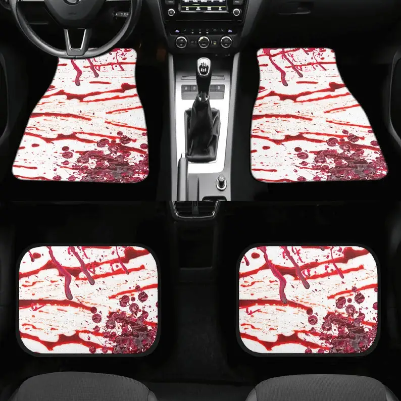 

Spooky blody Car Floor Mats for Halloween Gift, Funny car accessories, Spooky car mats set, Halloween gifts for new driver women