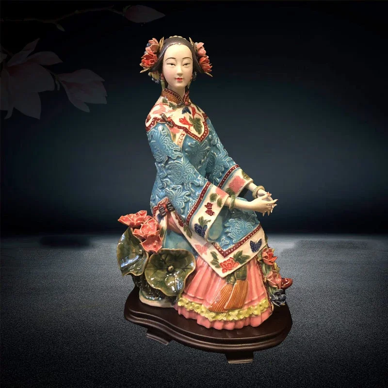 Hadiah Aksesori Dekorasi Rumah Tiongkok Keramik Patung Фигурка Gadis Klasik Wanita Cantik Seniors Kerajinan Meja