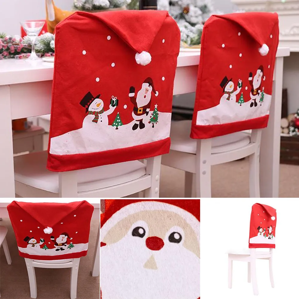 

1PC Christmas Santa Claus Snowman Chair Cover Printing Case Covers Stool Cover,60x50cm Restaurant Decor For Home Party Ornaments