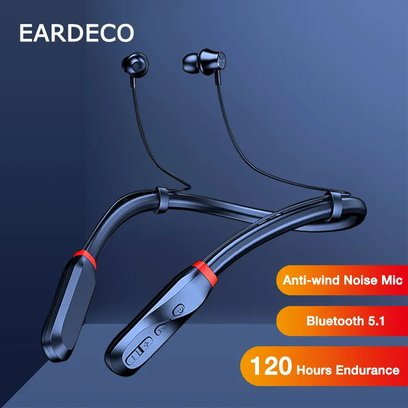 

EARDECO 120 Hour Playback Bluetooth Headphones Bass Wireless Earphones Neckband 5.1 Headphone with Mic Sport Music Headset Stere