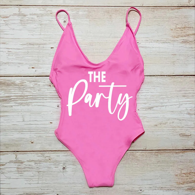 Wife of the party Swimsuit Women One Piece Swimwear Summer Bathing Suit 2022 New Bikini Beachwear Bachelor Part Sexy Padded Tops