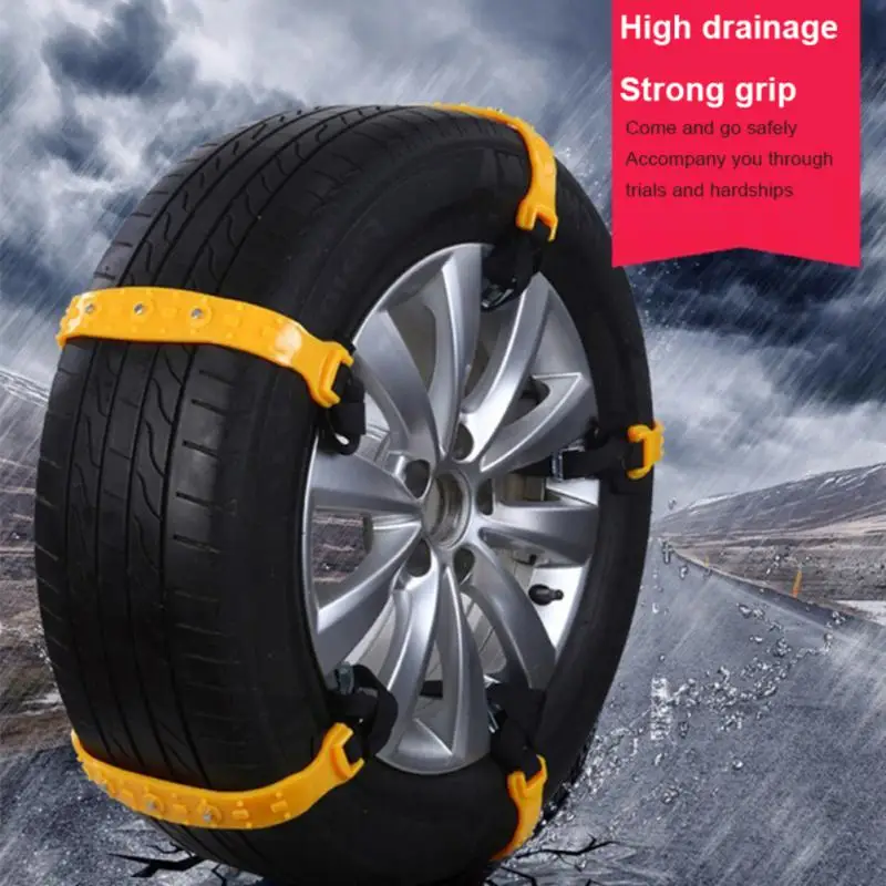 

Lightweight Skidproof Chains Thickened Oxford Portable Durable Snap-on Snow Chains Universal Car Snow Chain Car Supplies Yellow