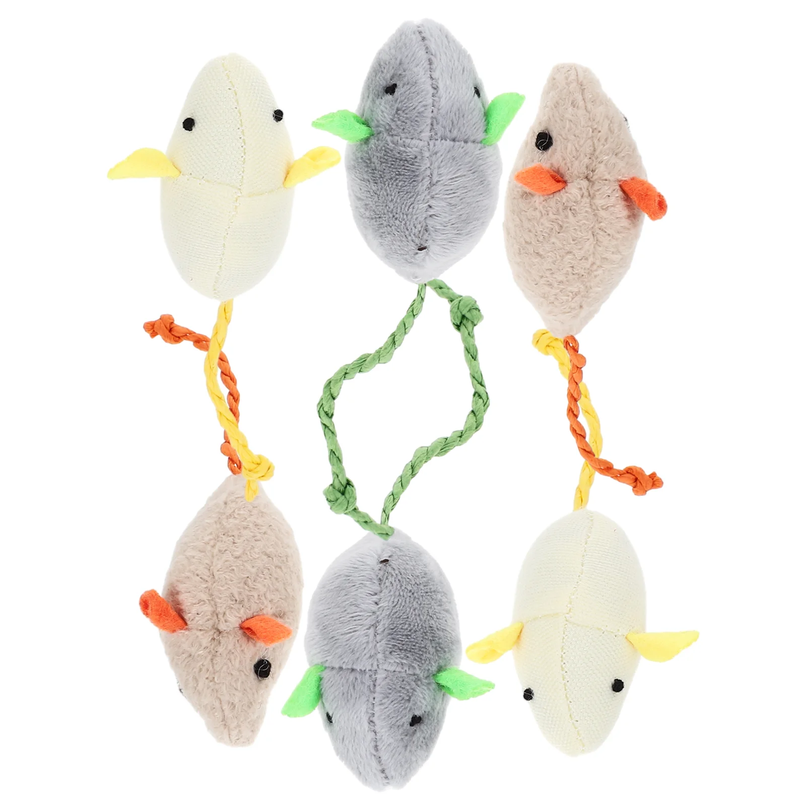 

6 Pcs Mice Shape Kitten Toys Plush Funny Cat Teething Chew Interactive Mouse For Cats Indoor