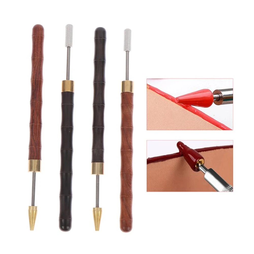 

Brass Head Leather Dual Head Edge Oil Gluing Dye Pen Applicator Speedy Paint Roller Tool For Leather Craft Diy Hand Tools