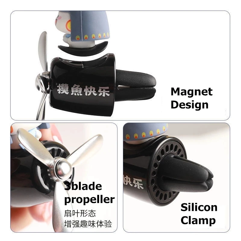 Car Air Freshener Auto Accessories Interior Perfume Diffuser KPI Pilot Rotating Propeller Outlet Fragrance Magnetic Design