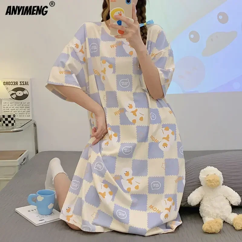 SUKAE Elizabeth Duck повседневная ночная рубашка для женщин летние хлопковые топы