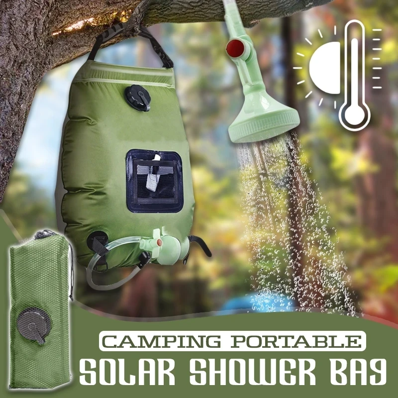 

Portable Outdoor Solar Shower Bag Removable Water Bag with Shower Head For Camping Hiking Climbing